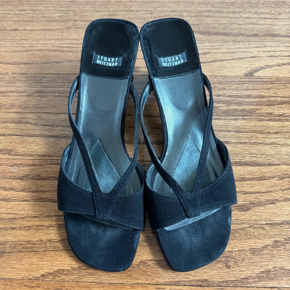 Stuart Weitzman Frenchie Black Crepe heels - Picture 2 of 10